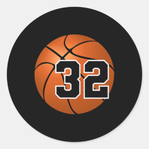 Sketll Jersey Lucky Favorite Number #32 Classic Round Sticker
