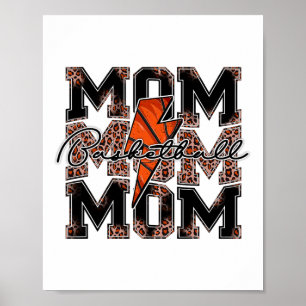 Sketll Mom Leopard Lightning Bolt Sketll Game Day  Poster
