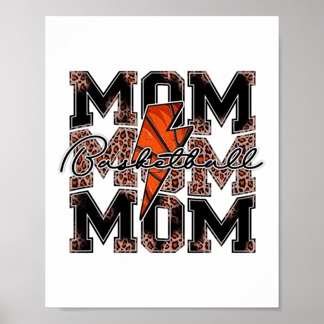 Sketll Mom Leopard Lightning Bolt Sketll Game Day  Poster (Front)