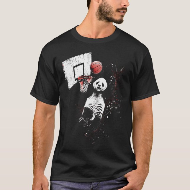 Sketll Panda Bear Slam Dunk Artwork Sketll Player  T-Shirt (Front)
