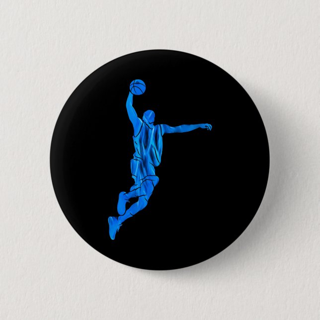 Sketll Player Slam Dunk Blue Flames Abstract Art S Button (Front)