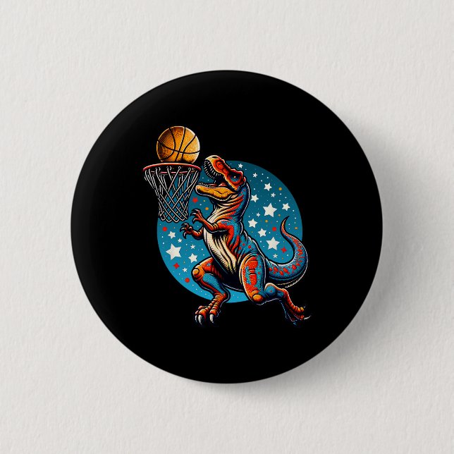 Sketll Player T-rex Dinosaur  Button (Front)