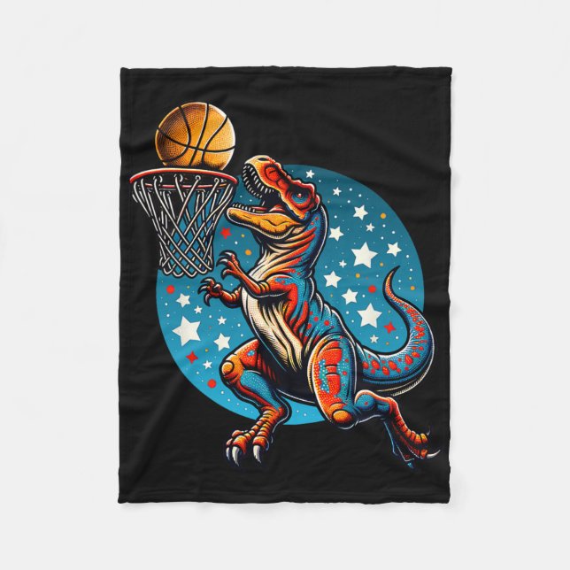 Sketll Player T-rex Dinosaur  Fleece Blanket (Front)