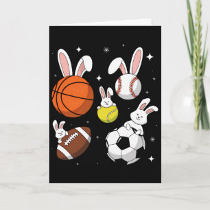 Sketll Sell Footll Soccer Sports Easter Day Bunny  Card
