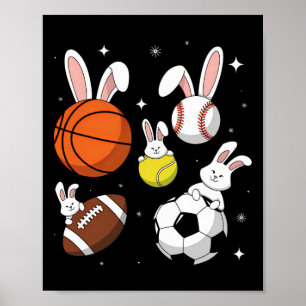 Sketll Sell Footll Soccer Sports Easter Day Bunny Poster