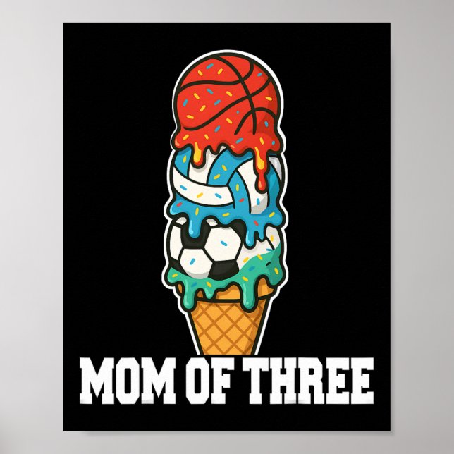 Sketll Soccer Volleyll Mom Ice Cream Summer Game D Poster (Front)
