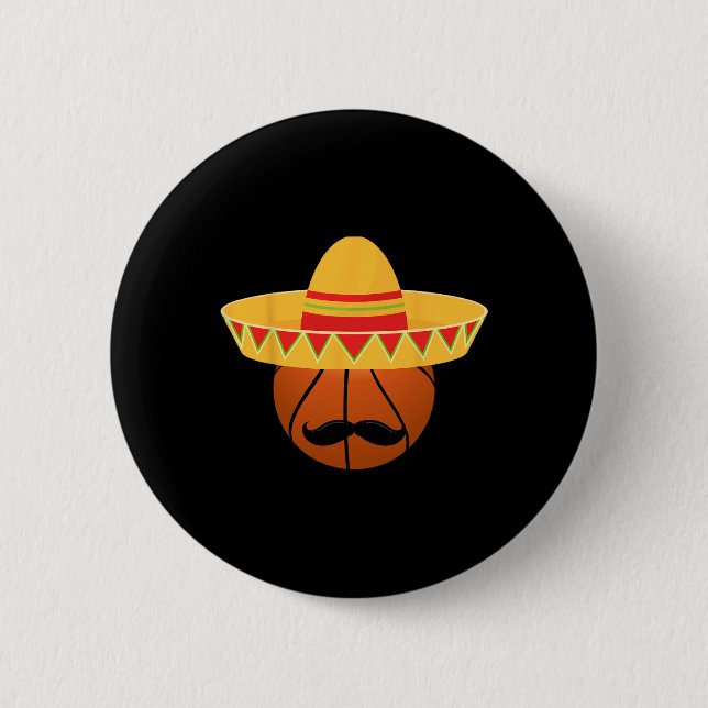 Sketll Sombrero For Cinco De Mayo Fiesta Celebrati Button (Front)