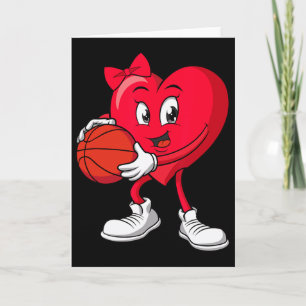 Sketll Valentine's Day Cute Red Heart Player Girls Card