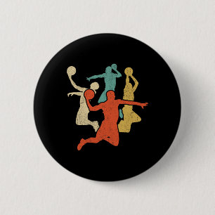 Sketll Vintage Silhouette 60s 70s Retro Gift Team Button