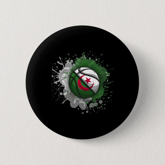 Sketll With Algeria Flag  Button (Front)
