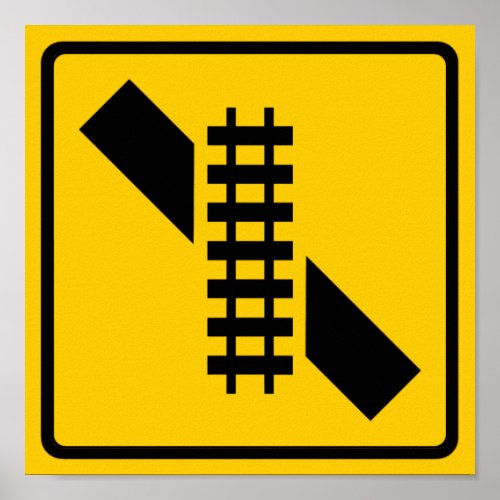 Skewed Rail Crossing Highway Sign