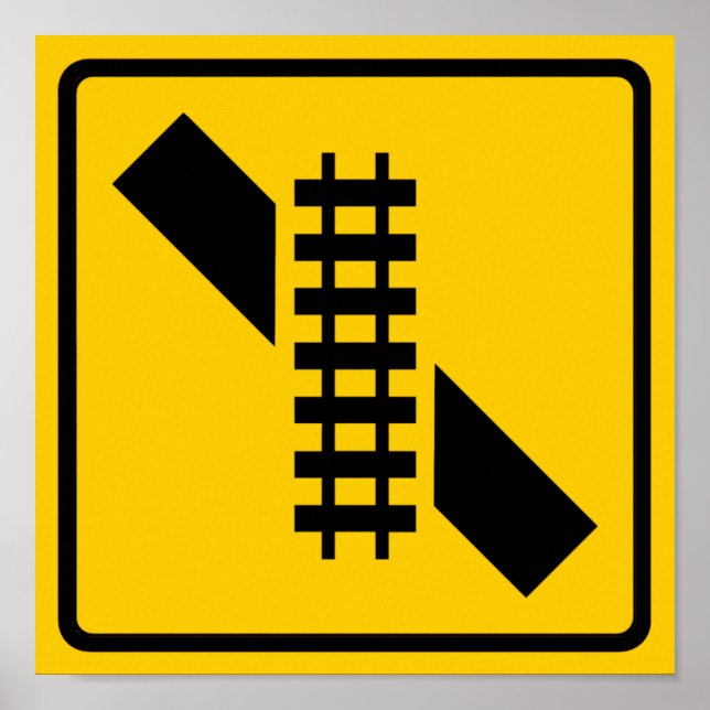 Skewed Rail Crossing Highway Sign (Front)