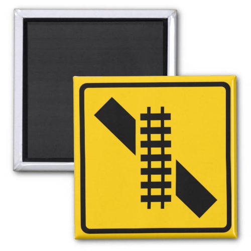 Skewed Rail Crossing Highway Sign Magnet