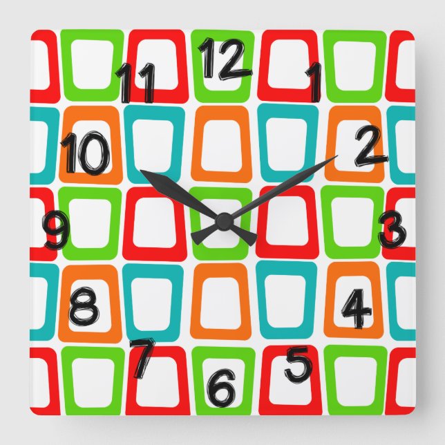 Skewed Rectangles  Square Wall Clock (Front)