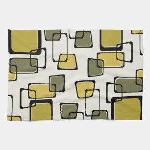Skewed Squares Midcentury Pattern Chartreuse Kitchen Towel