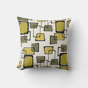Skewed Squares Midcentury Pattern Chartreuse Throw Pillow