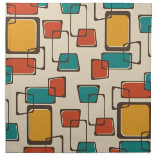 Skewed Squares Midcentury Pattern Cloth Napkin