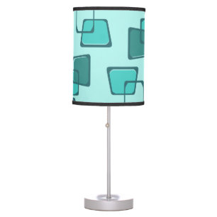 Skewed Squares Midcentury Turquoise Table Lamp