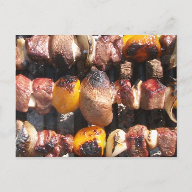 Skewered Kabobs on Grill Postcard (Front)