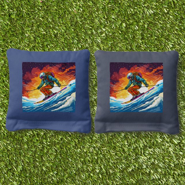 Ski Action Cornhole Bags (Grass)