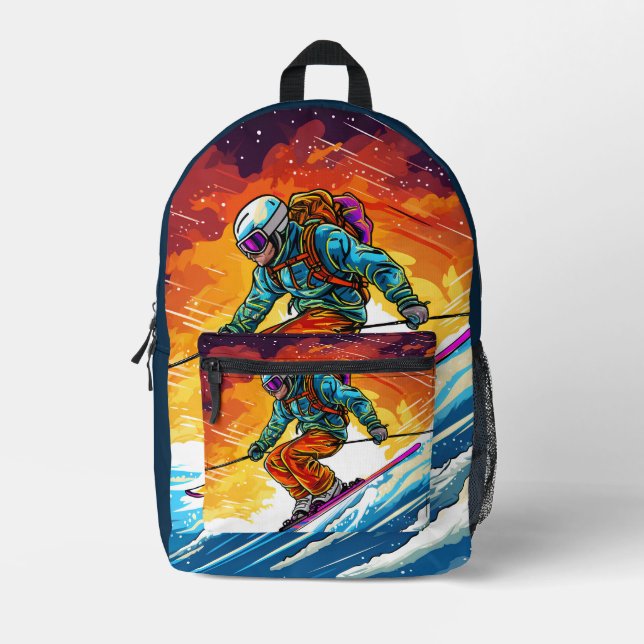 Ski Action Printed Backpack (Front)