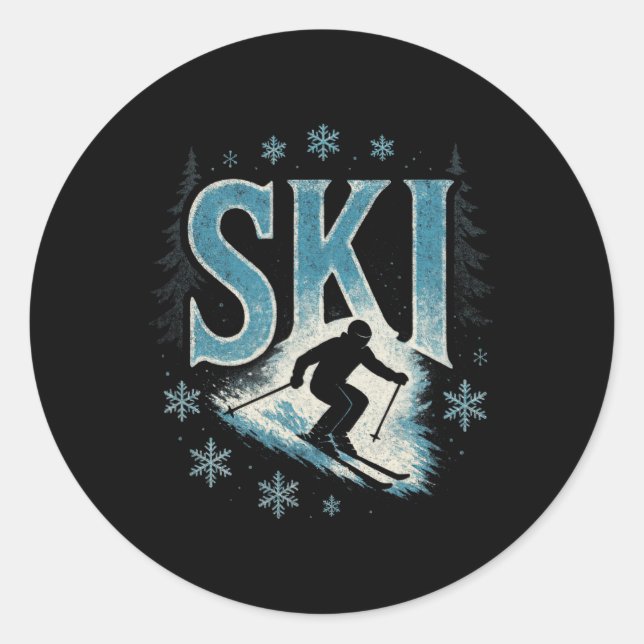 Ski - Alpine Downhill Racing Freestyle  Classic Round Sticker (Front)