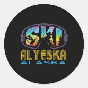 Ski Alyeska Alaska Skiing Vacation Classic Round Sticker