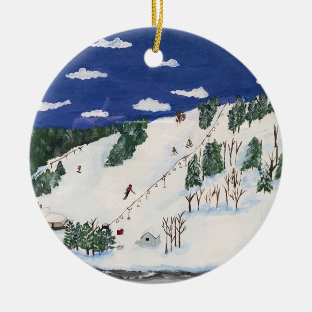 Ski and Snowboard Painted Ornament  (Front)