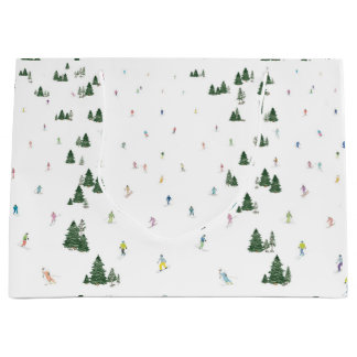 Ski and Snowboard watercolor large gift bag winter