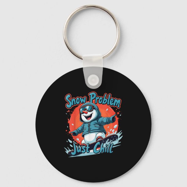 Ski And Snowboarding Funny Skier Snowboarder Snowm Keychain (Front)