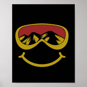 Ski And Snowboarding Quotes Smiling Skier Goggles Poster