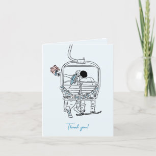 ski and snowboarding wedding thank you card 
