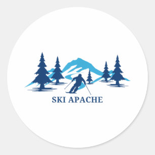 Ski apache new mexico ski resort skiing skier classic round sticker