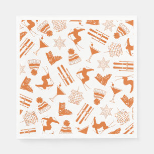 Ski Après Winter Bachelorette Party Orange Napkins