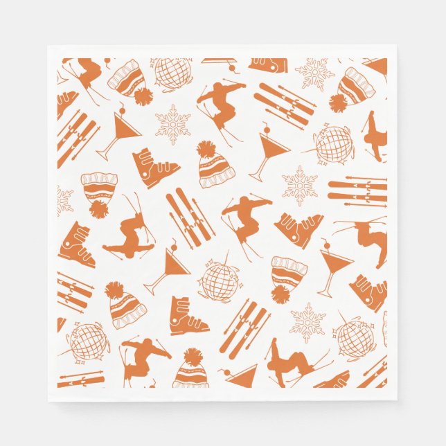 Ski Après Winter Bachelorette Party Orange Napkins (Front)