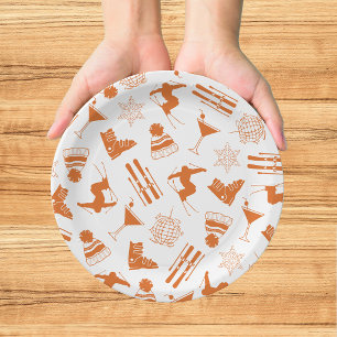 Ski Après Winter Bachelorette Party Orange Paper Plates