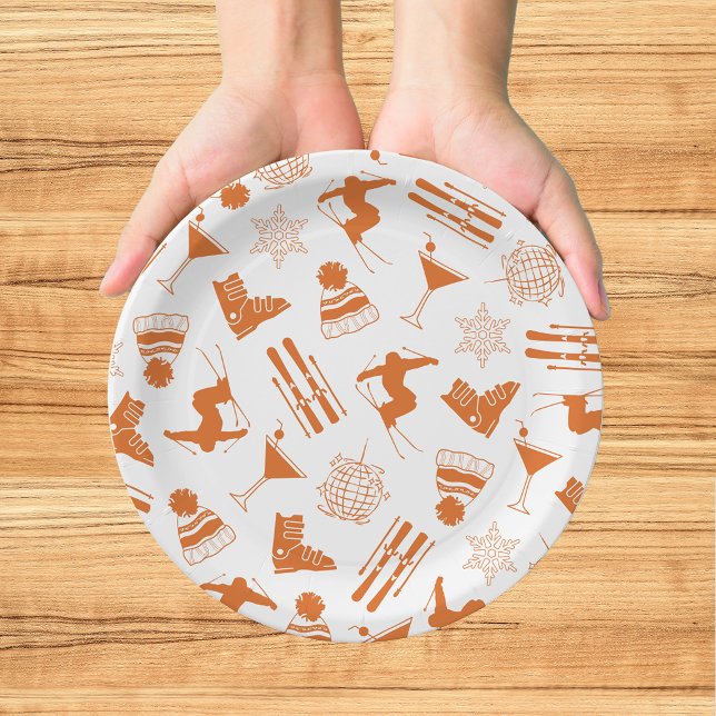 Ski Après Winter Bachelorette Party Orange Paper Plates (Creator Uploaded)