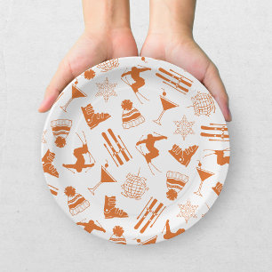 Ski Après Winter Bachelorette Party Orange Paper Plates