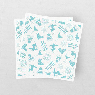 Ski Après Winter Bachelorette Party Turquoise Napkins
