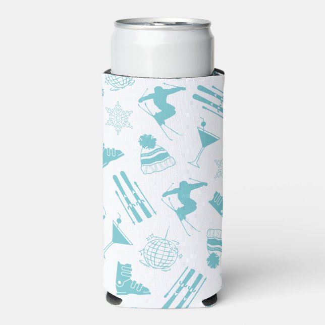 Ski Après Winter Bachelorette Party Turquoise Seltzer Can Cooler (Seltzer Front)