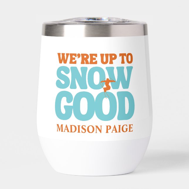 Ski Après Winter Bachelorette Party Turquoise  Thermal Wine Tumbler (Front)
