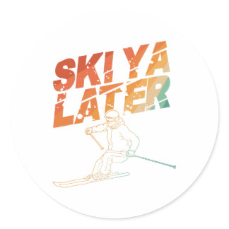 Ski Art For Men Women Snowboard Skiing Winter Snow Classic Round Sticker