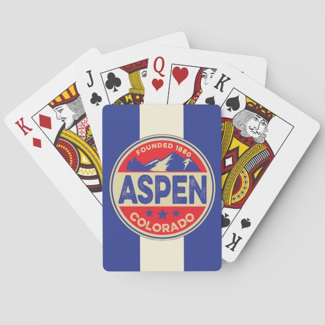 Ski Aspen Blue & Red Playing Cards (Back)