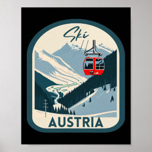 Ski Austria Retro Vintage Style Austrian Skiing Poster