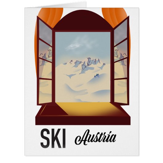 Ski Austria window travel poster. Cards (Front)