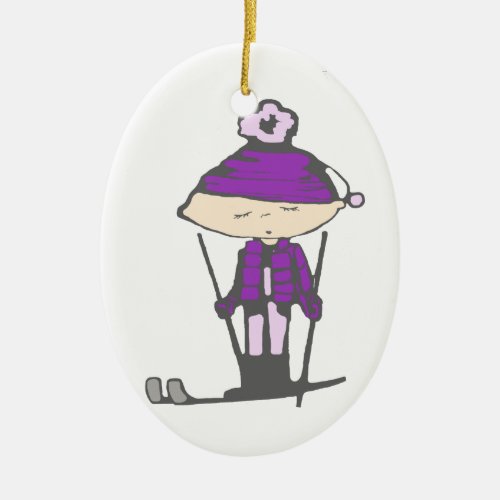 Ski babe ceramic ornament