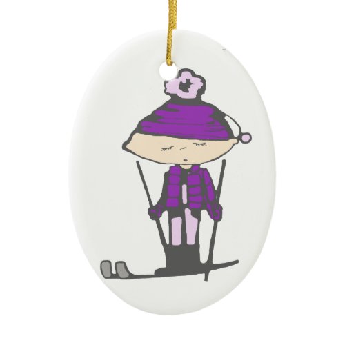 Ski babe ceramic ornament