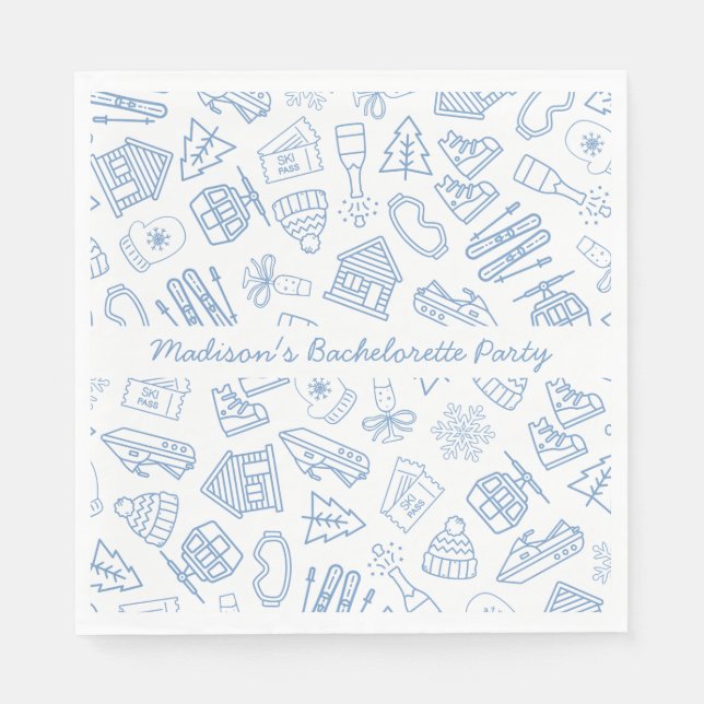 Ski Bachelorette Last Toast Blue Bachelorette Napkins (Front)