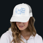 Ski Bachelorette Last Toast on the Slopes Hat<br><div class="desc">Custom bachelorette party trucker hat. If you're planning a winter bachelorette getaway, these Après Ski party items are the perfect addition to make the weekend extra special! Featuring charming hand-drawn illustrations of skis, cocktails, snow bunnies, disco balls, champagne, ski boots, and more, each piece brings a playful, festive vibe to...</div>