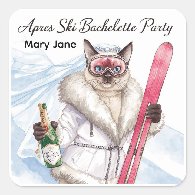 Ski Bachelorette Party Sticker  Bride on the Slope (Front)
